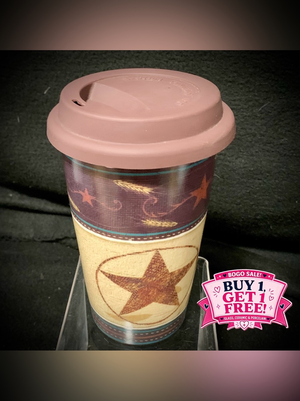 🔍 Cypress Home Western Star Ceramic Travel Mug with Lid – New Without Tags